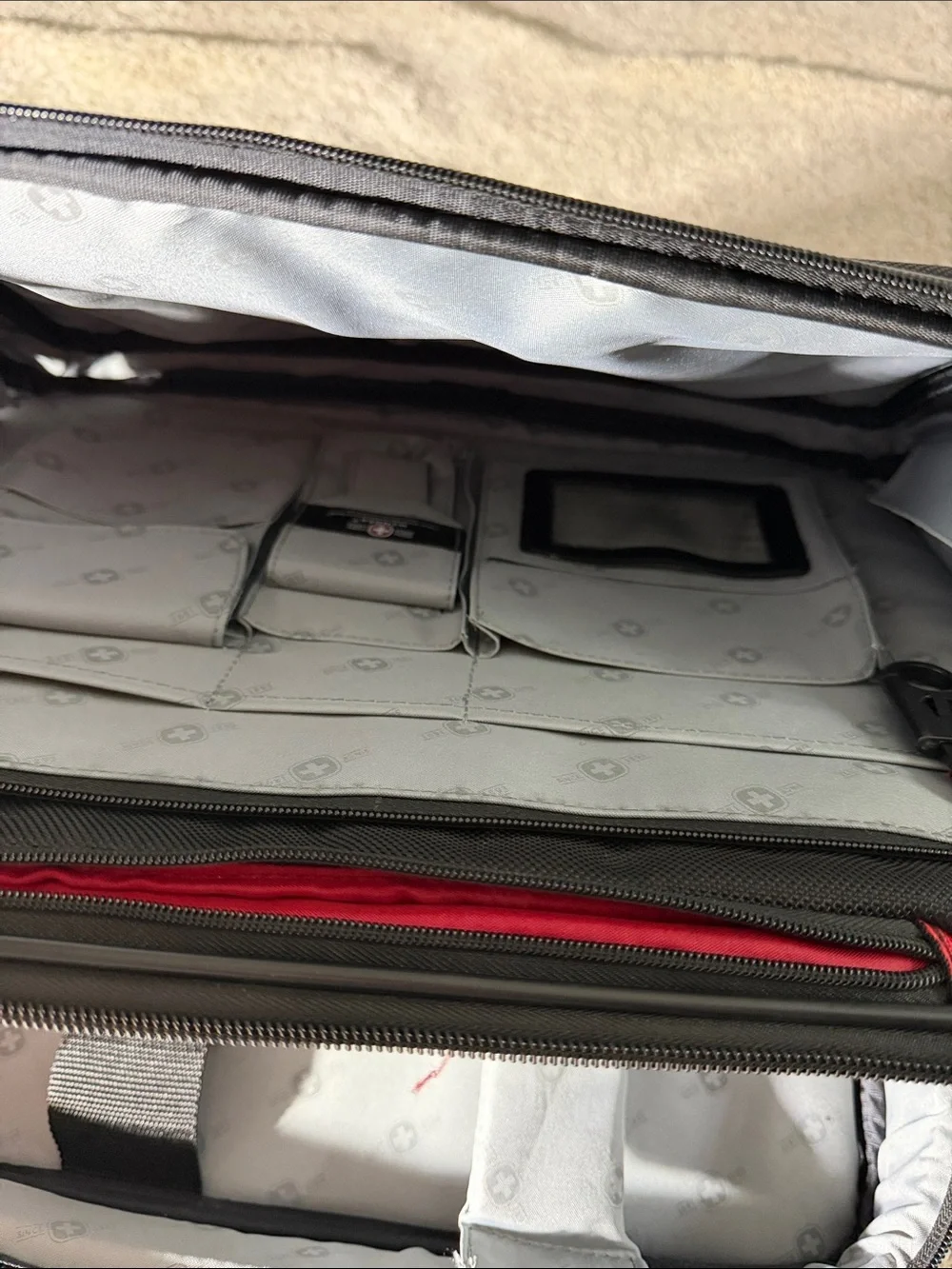 SwissGear Black Laptop Messenger Bag with Red Accent